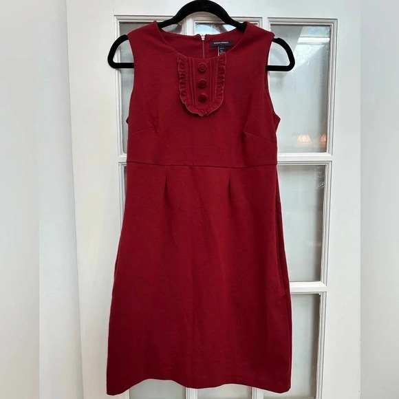 Vintage Banana Republic Sleeveless Burgundy Knit Sheath Dress Pockets Size 6 S - Picture 10 of 10